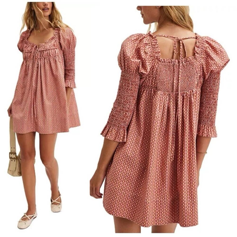 Free People Women's Star Dip Mini Dress Glass Roses Combo NEW - Size S